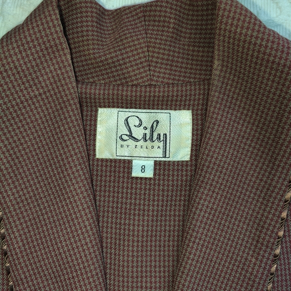 Lily by Zelda wool Blazer Jacket Houndstooth Brown Size 8 - Picture 4 of 10